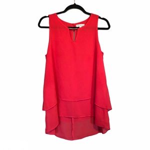 Coral High-Low Sleeveless Top